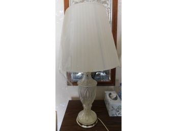 Cut-glass Table Lamp With Partial Dust Shield For Shade