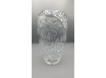 Lovely Floral Pattern Crystal Vase