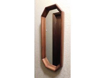 Vintage Wood Framed Hexagon Style Wall Mirror