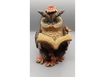 Collections Etc Battery Operated Resin Owl Reading Figurine