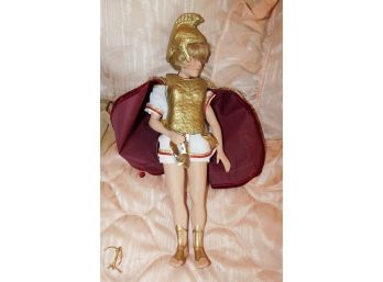 Porcelain Boy Doll 'boy Ceasar' With Breastplate, Red Cape & Helmet