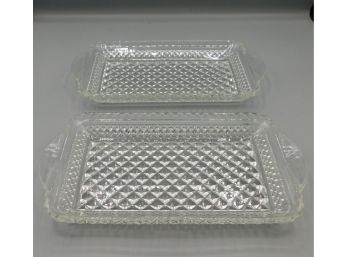 Lovely Pair Of Cut Glass Trinket Dishes
