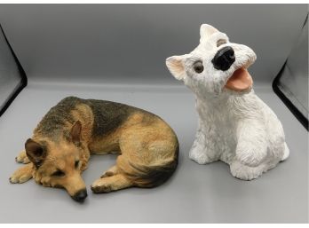 Decorative Resin White Terrier Dog Figurine With Hand Crafted Resin German Shepard Figurine