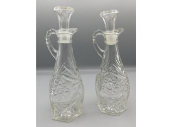 Cut Glass Cruet Set With Glass Stoppers