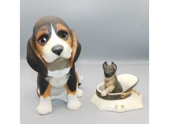 Pair Of Lenox Hand Painted Porcelain Dog Figurines