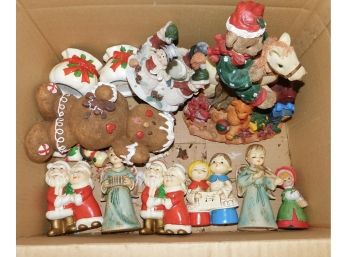 Assorted Lot Of Christmas Theme Resin Figurines