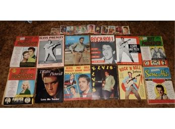 Assorted Lot Of 50s 60s Classic Hit Magazines With Elvis Presley Trading Cards