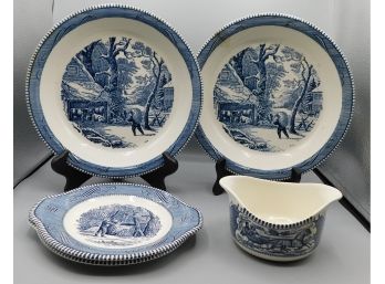 Currier And Ives Royal China Blue Dinnerware