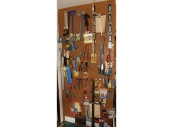 Assorted Lot Of Tools On Plank Board