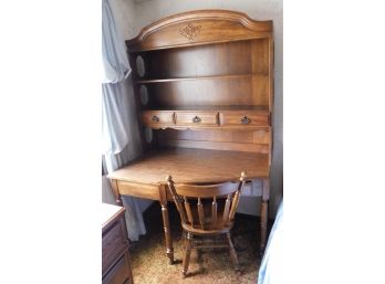 Lovely Sumter Solid Wood Corner Desk With Hutch And Wood Chair