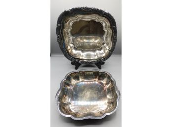 Vintage Pair Of Silver Plated Bowls With Protective Cloth