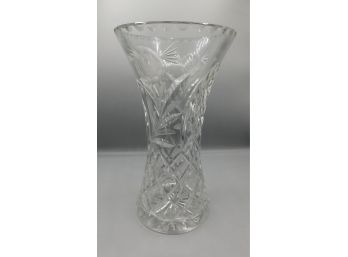 Solid Cut Glass Floral Pattern Vase