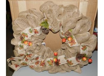 Metal Fall Style Ribbon Wreath With Box