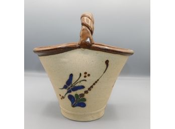 Lovely Ceramic Hand Painted Basket With Handle
