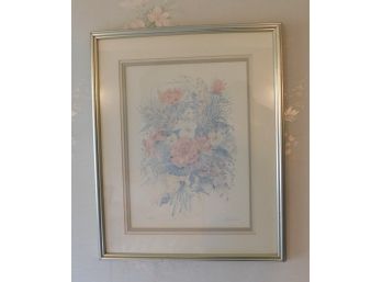 Floral Bouquet Lithograph Framed Signed Laurence 1107/2000