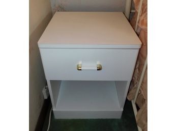 White Pressed Board Night Stand With Drawer