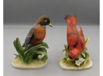 Vintage Pair Of Hand Painted Lefton Porcelain Bird Figurines