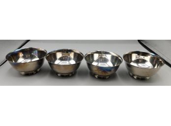 Set Of Paul Revere Ware Reproduction By Oneida Silver Plated Footed Bowls