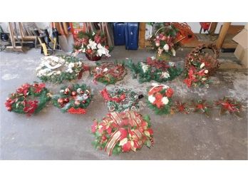 Assorted Lot Of Christmas Style Wreaths