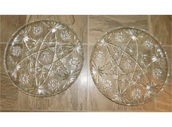 Lovely Pair Of Cut Glass Platters