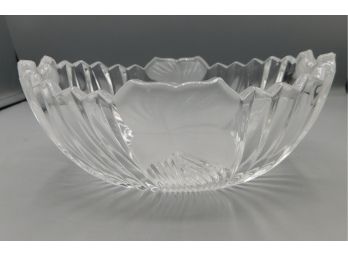 Lovely Floral Frosted Style Cut Glass Bowl