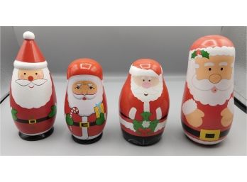 Assorted Lot Of Santa Claus Style Wood Nesting Dolls