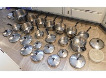Assorted Lot Of Farberware Aluminum Clad/stainless Steel Pots & Pans With Lids