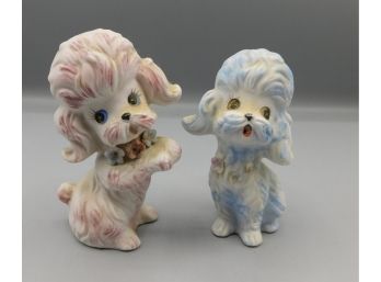 Pair Of Mini Porcelain Hand Painted Dog Figurines