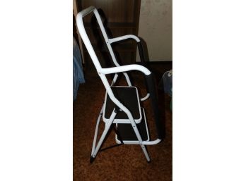 White Metal & Rubber Handle 2-step Step Stool