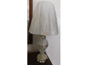 Vintage Leviton Cut-glass Table Lamp With Dust Shield Around Shade