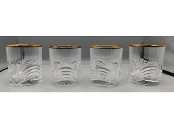 Set Of Royal Crystal Rock Gold Trim Whiskey Glasses