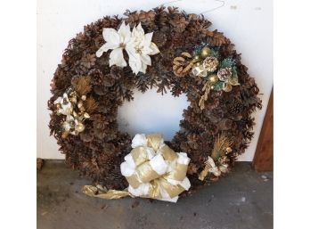 Metal Frame Pinecone Wreath