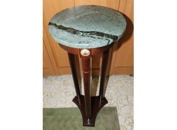Solid Wood Pedestal Table With Green Marble Top