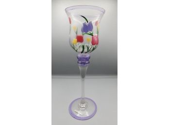 Decorative Floral Pattern Glass Candle Holder