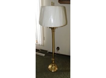 Lovely Polished Brass Floor Lamp With Sealed Cloth Shade
