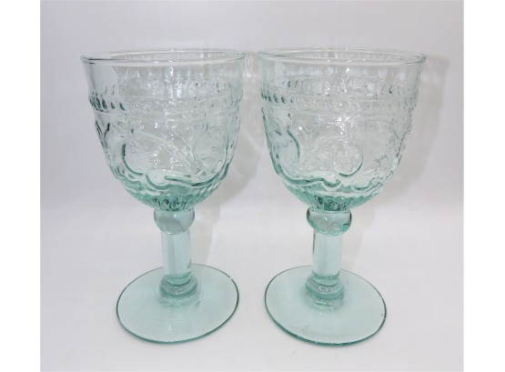Blue Tinted Stemmed Glassware - Set Of 9