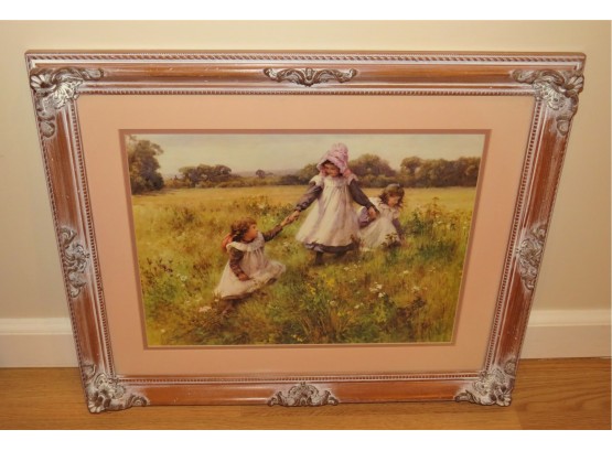 Lovely Picking Wild Flowers By William Affleck Framed Wall Decor