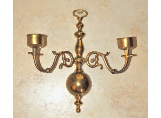Brass Double Arm Candlestick Wall Sconce