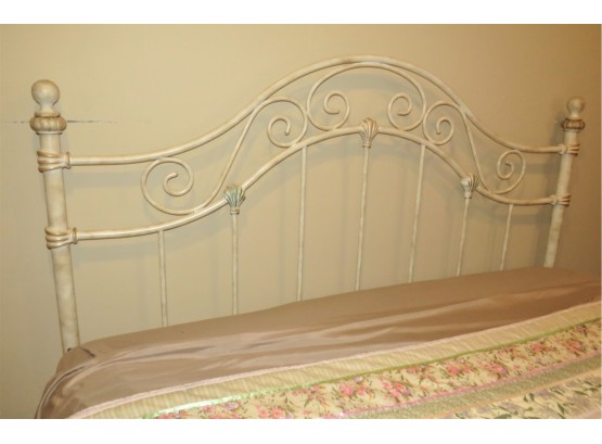 Queen Size White With Brushed Gold-Tone Metal Headboard