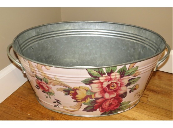 The Macbeth Collection: Metal Oval Floral/silver Bucket