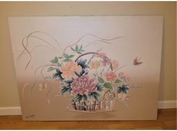 F. Larsen 'flower Basket' Frameless Canvas Wall Art
