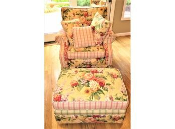 Comfortable Key City Floral Fabric Rocking/swivel Chair,  Ottoman & 3 Throw Pillows