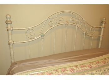 Queen Size White With Brushed Gold-Tone Metal Headboard
