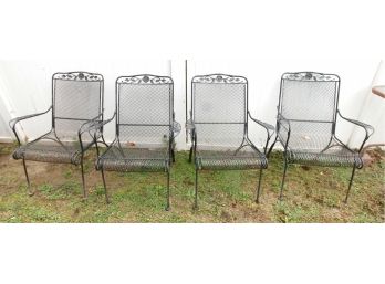 Vintage Lot Of 4 Rod Iron Metal Patio Chairs