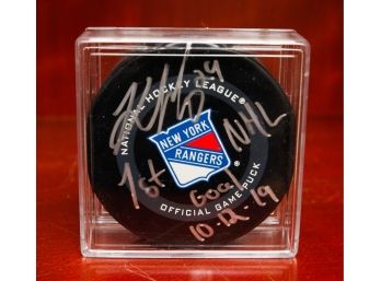 Kappo Kakko NHL Signed Hockey Puck - 1st Career NHL Puck - 10/12/19