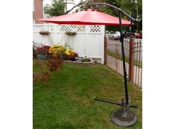 Large Red Patio Umbrella W/ Extra Stand