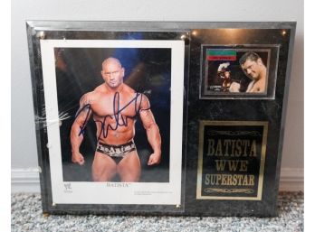Batista Signed 8x10 -  WWE Superstar - From Wrestling Universe -2006 - Mounted On Wooden Plaque