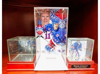 NHL Memorabilia Acrylic Cases -  Henrik Lundqvist, Fanatics Authentic, Mark Messier Lot Of 3