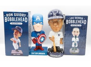 Bobble Heads - Captain America, Ron Guidry, Alex Rodriguez, Lou Gehrig A Lot Of 4