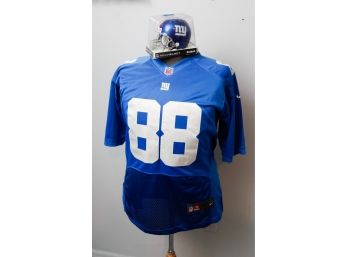NY Giants #88 Hakeem Nicks Signed Football Jersey & Signed Mini Helmet - Size 44